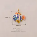 Stainless steel fish pendant charm with colorful enamel print for DIY jewelry making - Ugly Fish Pendant Only (Without Chain) / 18x15mm / Multicolor Patchwork
