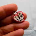 Unique red and white heart-shaped stainless steel pendant featuring 'Love' print - Artistic Letter Print Pendant / White Heart Red Wrap (Love)