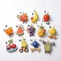 Assortment of cute fruit-shaped sports themed charms for DIY jewelry making - Kiwi Weightlifting (No. 12) / Colorful