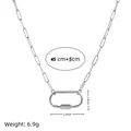 Silver-colored paperclip chain necklace with carabiner pendant size and weight info - Paperclip Large Oval Carabiner Chain / 45+5cm (2.6x1.4cm) / Silver