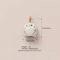 Ciondolo a forma di gufo in acciaio inossidabile stile ceramica con anello oro 18K per collana - Pendente Gufo Maculato Bianco