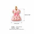 Macro detail view of pink enamel rose dress charm with precise size measurements - Pink Dress Charm