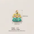 Ciondolo zodiaco Gemelli in rame con design a gemelle in smalto colorato vivace - Gemelli / 14x14mm