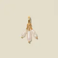 Detailed view of a gold-plated charm with three elegant baroque freshwater pearls. - Pendant Only (Without Chain) (Long Artificial Pearl) / Gold