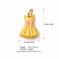 Vibrant yellow enamel dress pendant charm made of copper with delicate floral details - Yellow Dress Charm