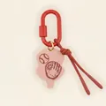 Sports themed keychain charm featuring a baseball and glove design on a pink tag - Baseball Glove Theme