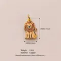 Detailed view of a cute lion animal pendant charm made of copper with measurements - Leo / 19x11mm