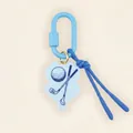 Blue golf sport keychain with scallop-shaped pendant and carabiner clip - Golf Theme