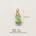 Miniature copper girl charm with Virgo zodiac symbol and green dress - Virgo / 20x9mm