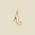 Detailed view of high heel shoe charm pendant with white pearl inlay and gold finish - Pendant Only (Without Chain) (High Heels) / Gold
