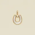 Elegant gold horseshoe pendant featuring white mother-of-pearl inlay and single diamond - Pendant Only (Without Chain) (U-Shape) / Gold