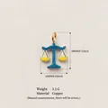 Minimalist Libra zodiac scale charm in copper with blue and yellow enamel finish detail - Libra / 18x16mm
