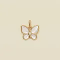 Detailed view of a gold-toned butterfly pendant featuring elegant shell wing inlays - Pendant Only (Without Chain) (Butterfly) / Gold