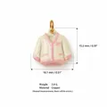 Detailed copper cardigan clothing charm for DIY jewelry with size and weight measurements - Pink Sweater Charm