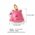 Macro detail of a pink cartoon pudding pendant charm showing size specs and copper material - Strawberry Pudding-9 Pendant Only