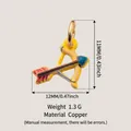 Yellow enamel bow and arrow zodiac charm pendant with size and weight specifications - Sagittarius / 12x11mm
