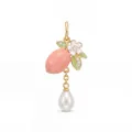 Détail d'un pendentif en forme de fruit avec pêche, fleur et perle en finition dorée - Pendentif Seul (Sans Chaîne) (Baie Rose) / Rose
