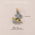 Stainless steel enamel cat on skateboard pendant with size 16.8mm and weight 2.8g detail - Skateboard Cat (No.10) / Gray Multicolor