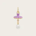 Elegant purple ballerina tutu dress pendant with teardrop pearl and gold-tone hardware detail - Purple Princess Dress Pendant