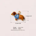 Λεπτομερής προβολή μενταγιόν dachshund από χαλκό με ριγέ πουλόβερ και διαστάσεις - Καρό Μενταγιόν Κουτάβι / Μόνο Μενταγιόν (Χωρίς Αλυσίδα)
