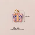 Colorful enamel butterfly pendant with 18K gold ring, dimensions 12mm x 10mm, 1.7g - 3 Butterfly Pendant