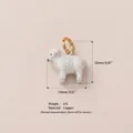 Detailed cute white sheep pendant charm with gray spots and gold-plated copper ring accessory - 5 Sheep Pendant