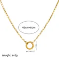 Collana in acciaio inossidabile dorato con ciondolo circolare semplice, lunga 46 cm - Catena di Perle + Anello a Molla / Oro