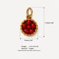 Detailed view of copper cake pendant with 11.8mm height and 1.9g weight specifications - Raspberry Tart Pendant