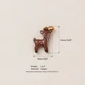 Cute brown enamel fawn deer charm pendant with 18k gold plated ring for jewelry making - 6 Deer Pendant