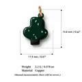 Copper cactus pendant with 18K gold plating and dark green glitter finish dimensions - Green Tree/Cactus Pendant Only (Without Chain)