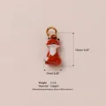 Handmade orange ceramic fox pendant charm with 18K gold plated copper ring for jewelry DIY - Fox Pendant (10)