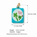 Vibrant turquoise square copper pendant with pink heart and green clover pattern - Clover Pendant (1)