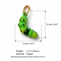 Detailed view of a green caterpillar charm DIY accessory with copper gold plating specs - 17 Caterpillar