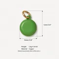 Detailed measurements for the green macaron pendant in copper with gold jump ring - Green Macaron Pendant
