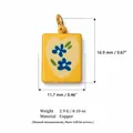 Dopamine-colored floral heart copper pendant with blue flowers and gold plating - Heart Flower Pendant
