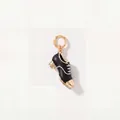 Detailed macro shot of black and gold tap shoe charm pendant for DIY bracelets and necklaces - Black High Heels Pendant
