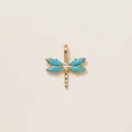 Detail view of 18K gold plated dragonfly pendant with blue and clear marquise stones - Dragonfly Pendant
