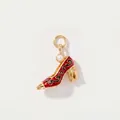 Red enamel high heel shoe pendant with gold accents and pearl for DIY jewelry making designs - Red High Heels Pendant