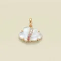Detailed macro view of a cloud-shaped mother of pearl pendant with pink stones - Pendant Only (Cloud) / Gold