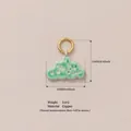 Detail view showing dimensions of a green patterned cloud pendant made of copper. - Cloud Shape