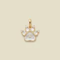 Detailed close-up of a gold-plated bear paw pendant with white pearl inlay and crystals. - Pendant Only (Bear Paw) / Gold