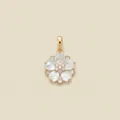 Detailed view of an elegant flower pendant with white shell petals and a golden titanium frame - Pendant Only (Flower) / Gold