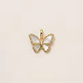 Detailed close-up of an elegant butterfly pendant with gold plating and white shell inlay - Butterfly Pendant