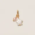 Close-up of 18K gold plated titanium steel pendant with star pearl and pink pearl. - Star Pendant