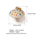 Detailed macro view of a colorful polka dot mushroom charm pendant with size and weight specs - Mushroom Pendant Only (Without Chain)