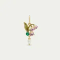 Close-up of lily of the valley pendant with green gemstone and white pearl drop - May Flower Pendant Only (Without Chain) / Gold