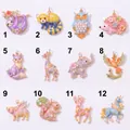 Detailed view of 12 colorful enamel animal charms with pearls for DIY jewelry making - Sloth Pendant / Pendant Only (Without Chain)
