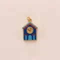 Enamel house clock pendant in gold finish titanium steel jewelry detail - Blue Clock House Pendant Only