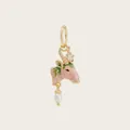 Detailed view of a whimsical pink rhino head pendant featuring a pearl drop and crystal stone - Unicorn Head Pendant