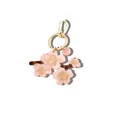 Pink cherry blossom acrylic bag charm with golden metal clasp for summer holiday fashion accessory - Taxi Shape